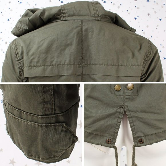 Hooded Utility Safari Military Anorak Jacket Olive - Picture 7 of 8